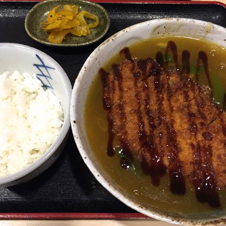手打ちそば 長野屋 カレーそば カツのせ 白ごはん